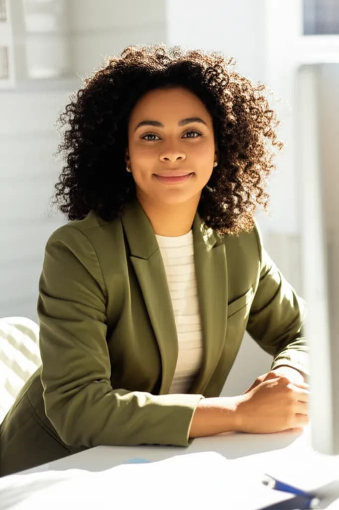 Professional AI-generated headshot comparison between LensCherry and Glam AI