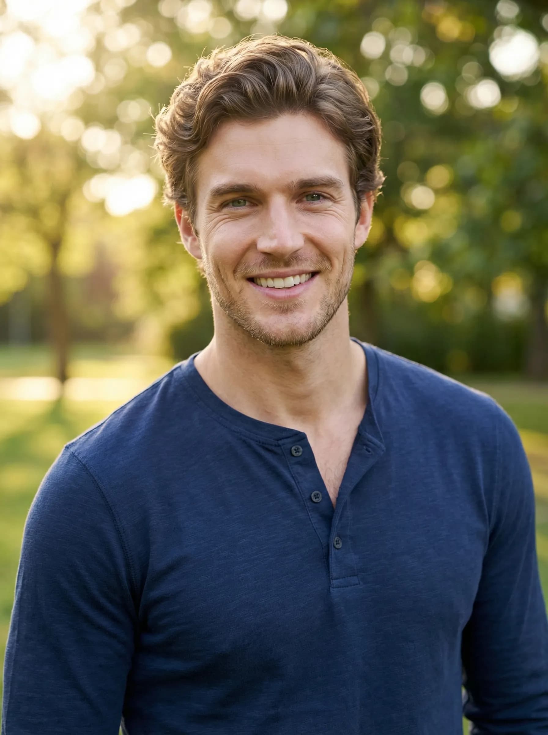 Warm approachable dating profile photo with natural smile