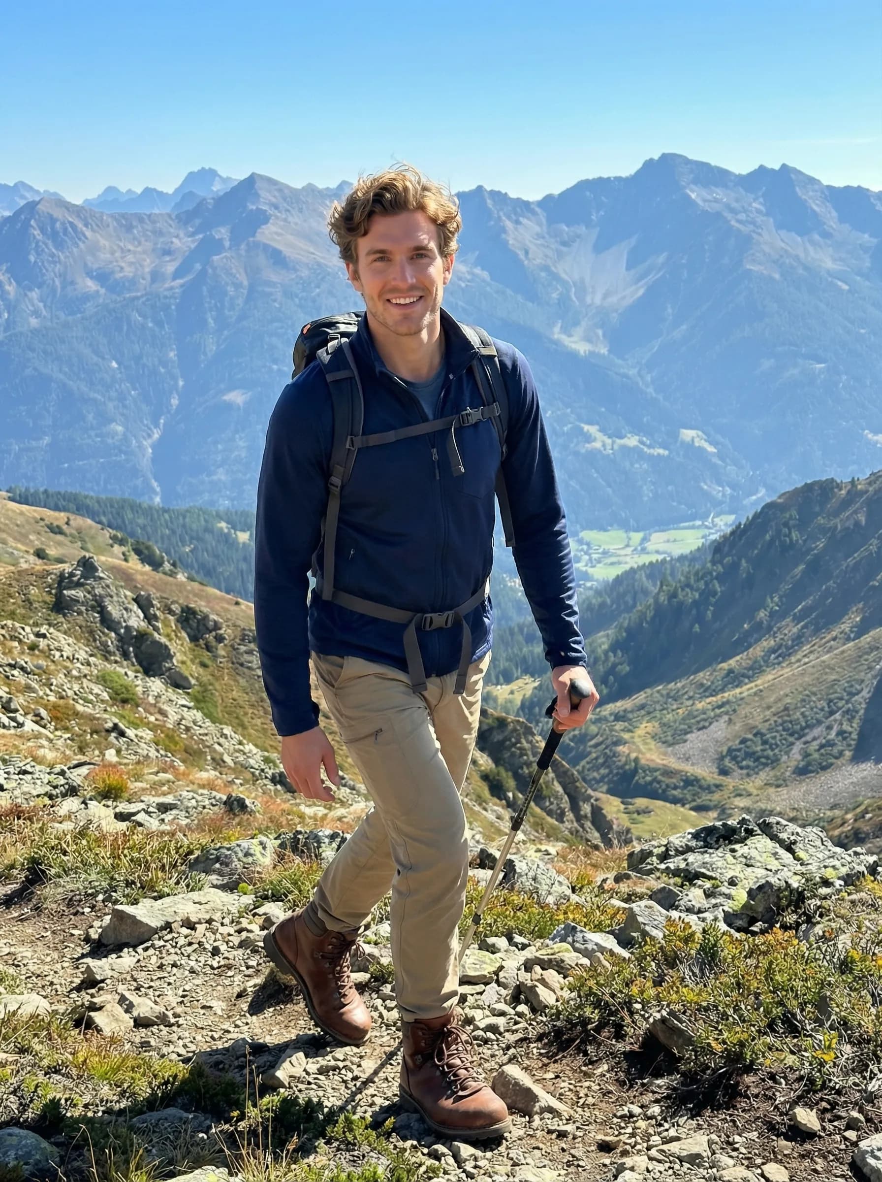 Active lifestyle hiking with scenic mountain view