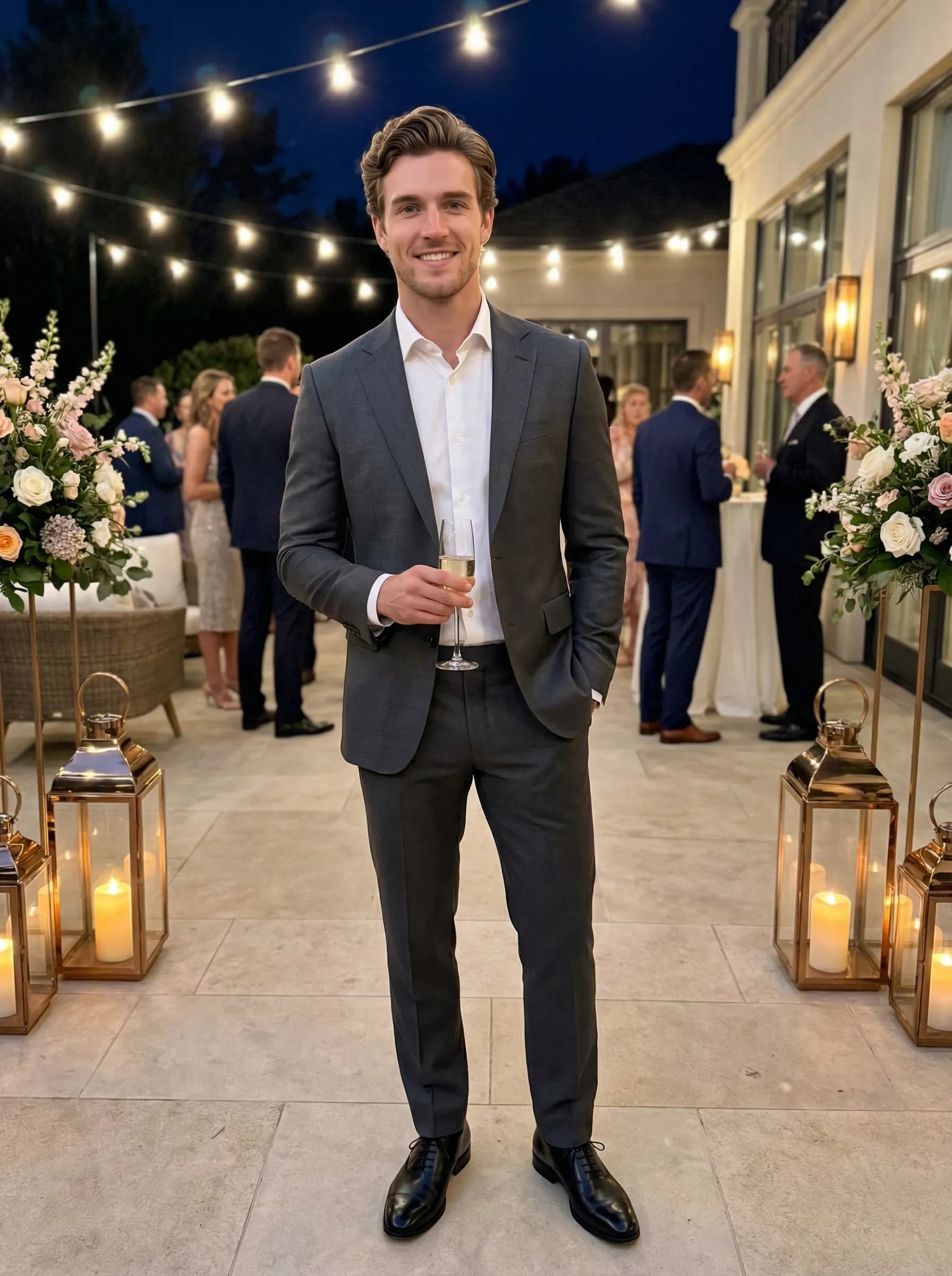 Dressed up at upscale wedding venue