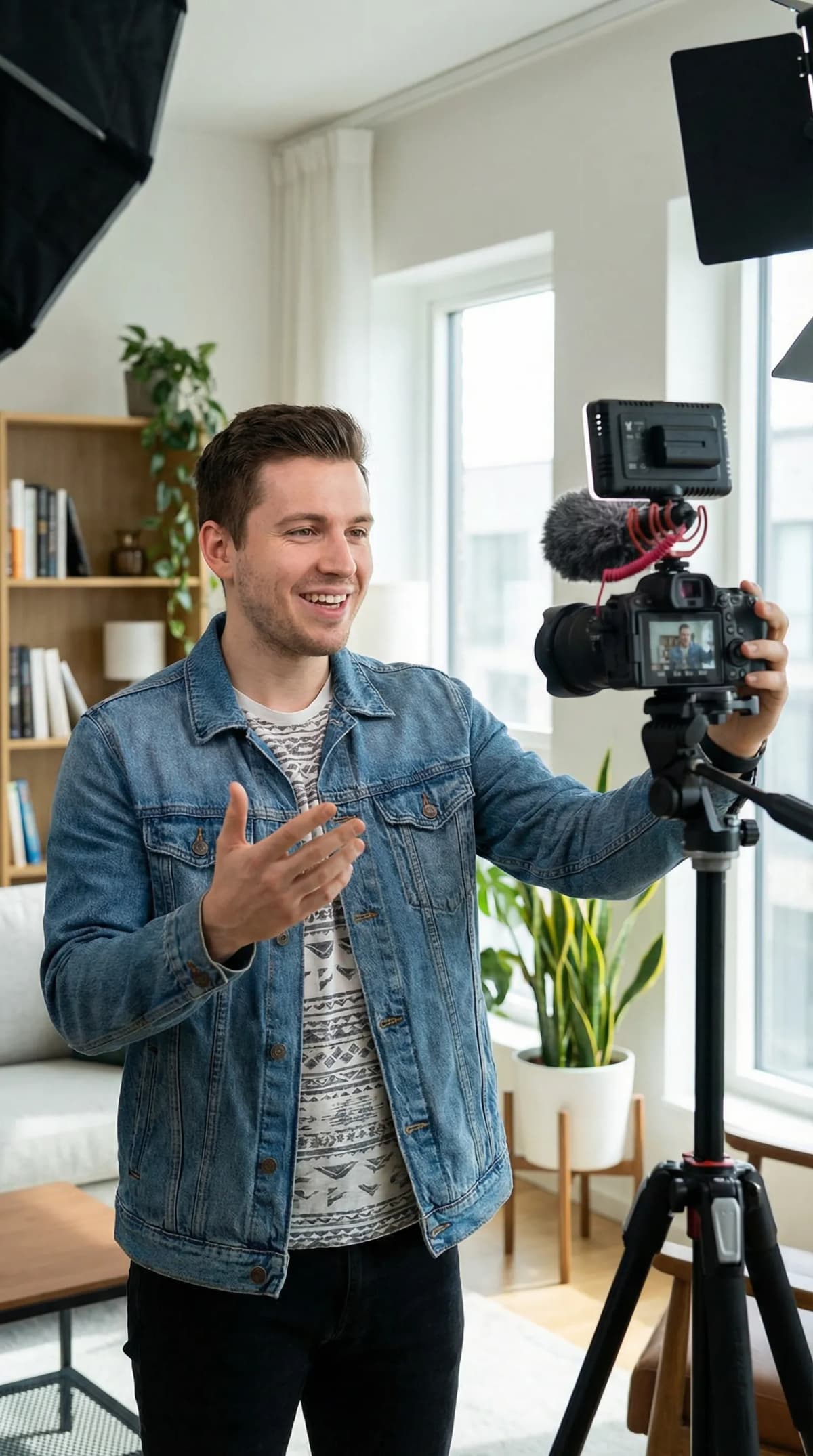 YouTube vlogger filming