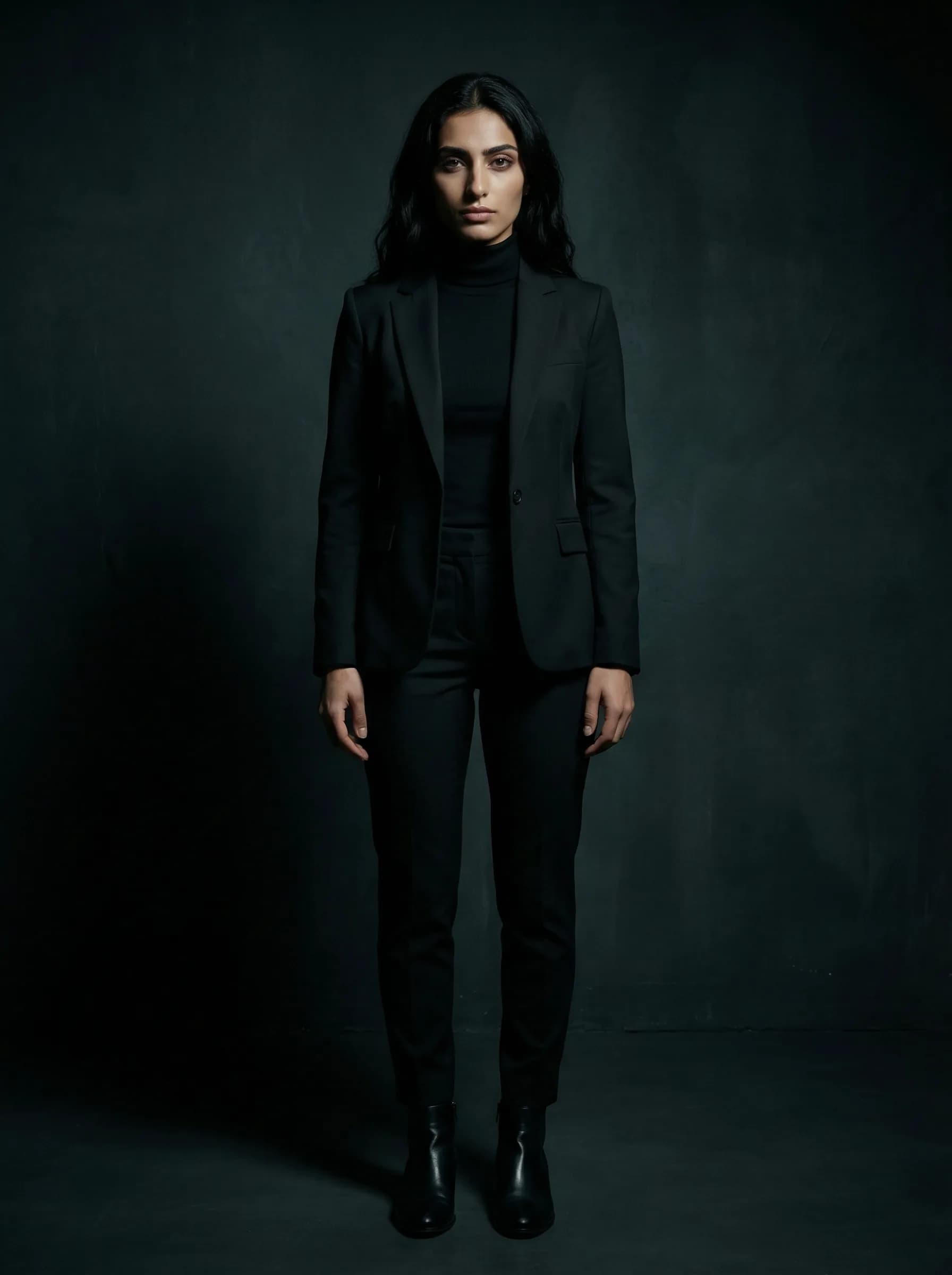 Dark moody aesthetic in all black outfit