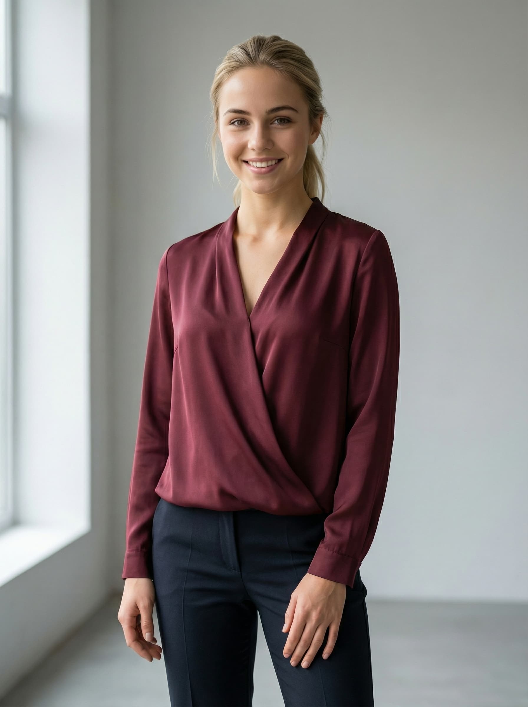 Virtual try-on result showing outfit on AI model