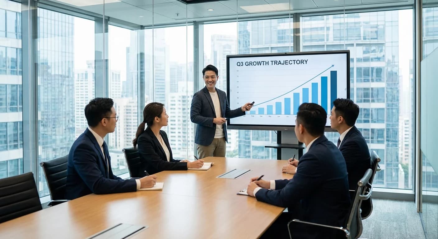 Entrepreneur presenting pitch deck to investors