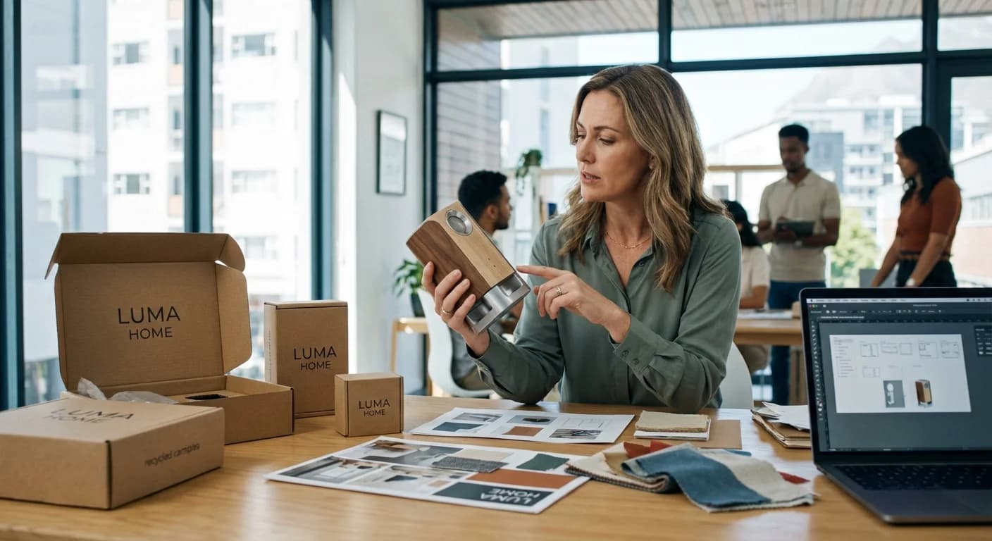Entrepreneur examining product prototype