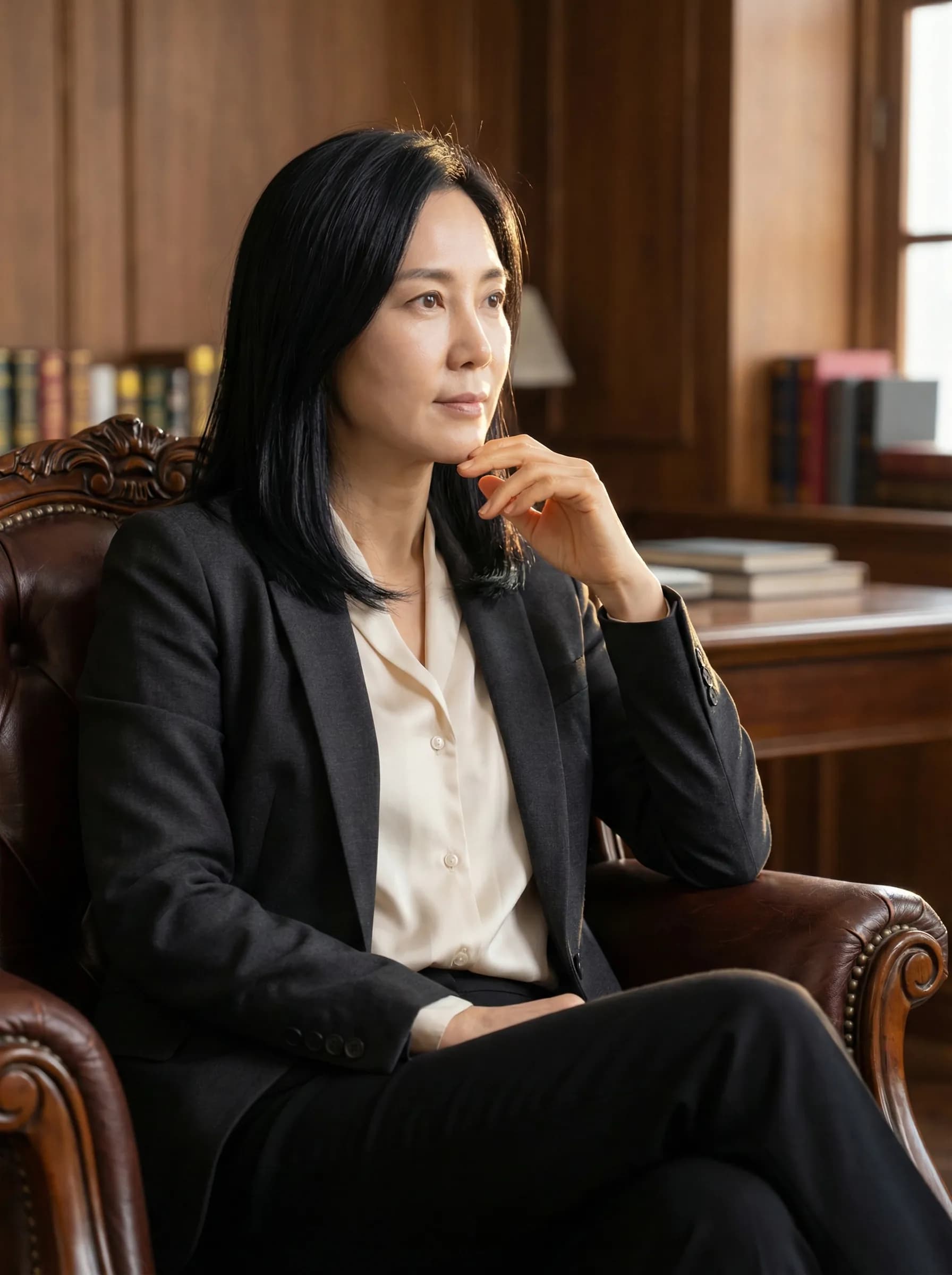 Contemplative executive portrait showing strategic vision