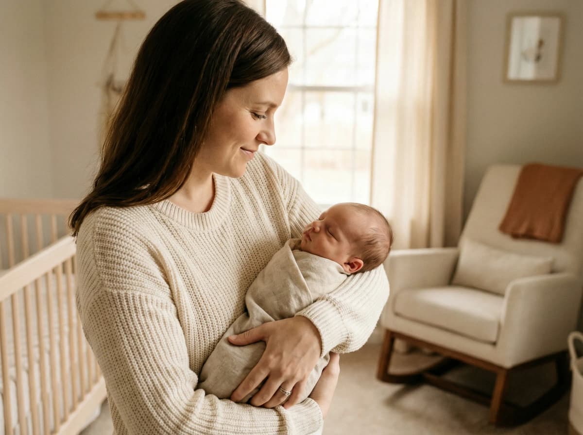 New parent with baby