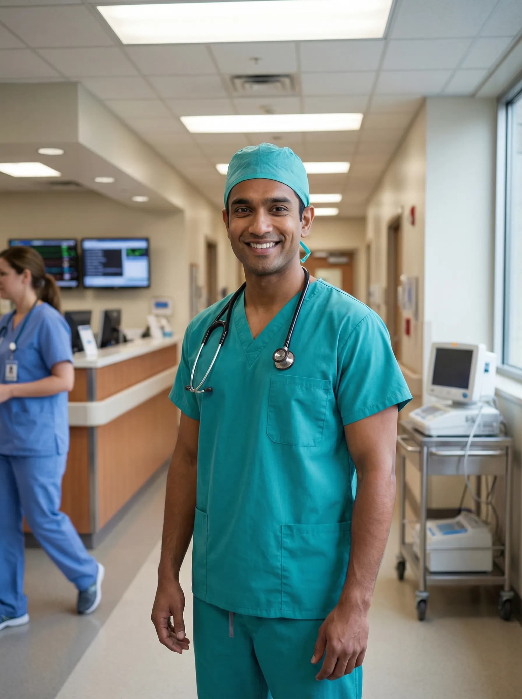 Medical professional in surgical scrubs