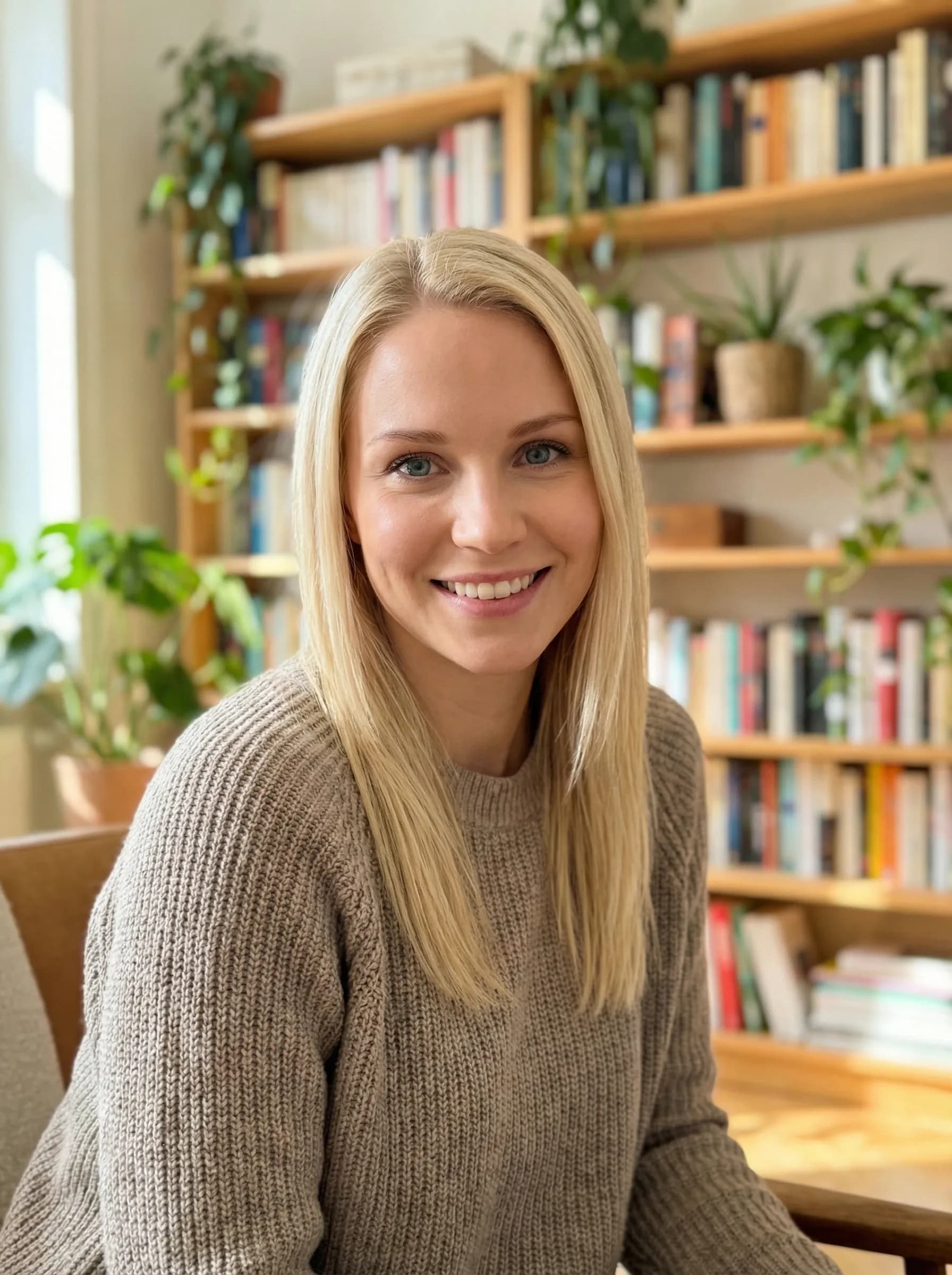 Cozy moment curled up on sofa with coffee