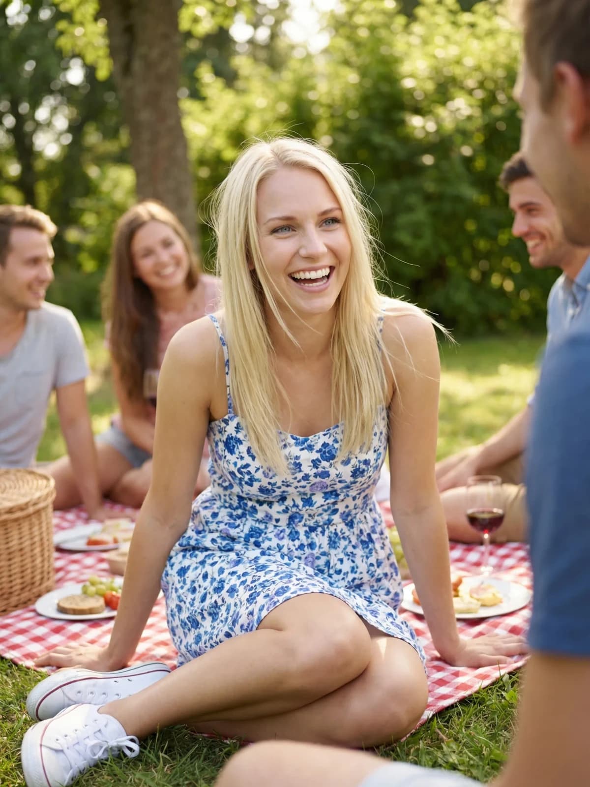 Social-proof Hinge photo example with the subject clearly visible among friends