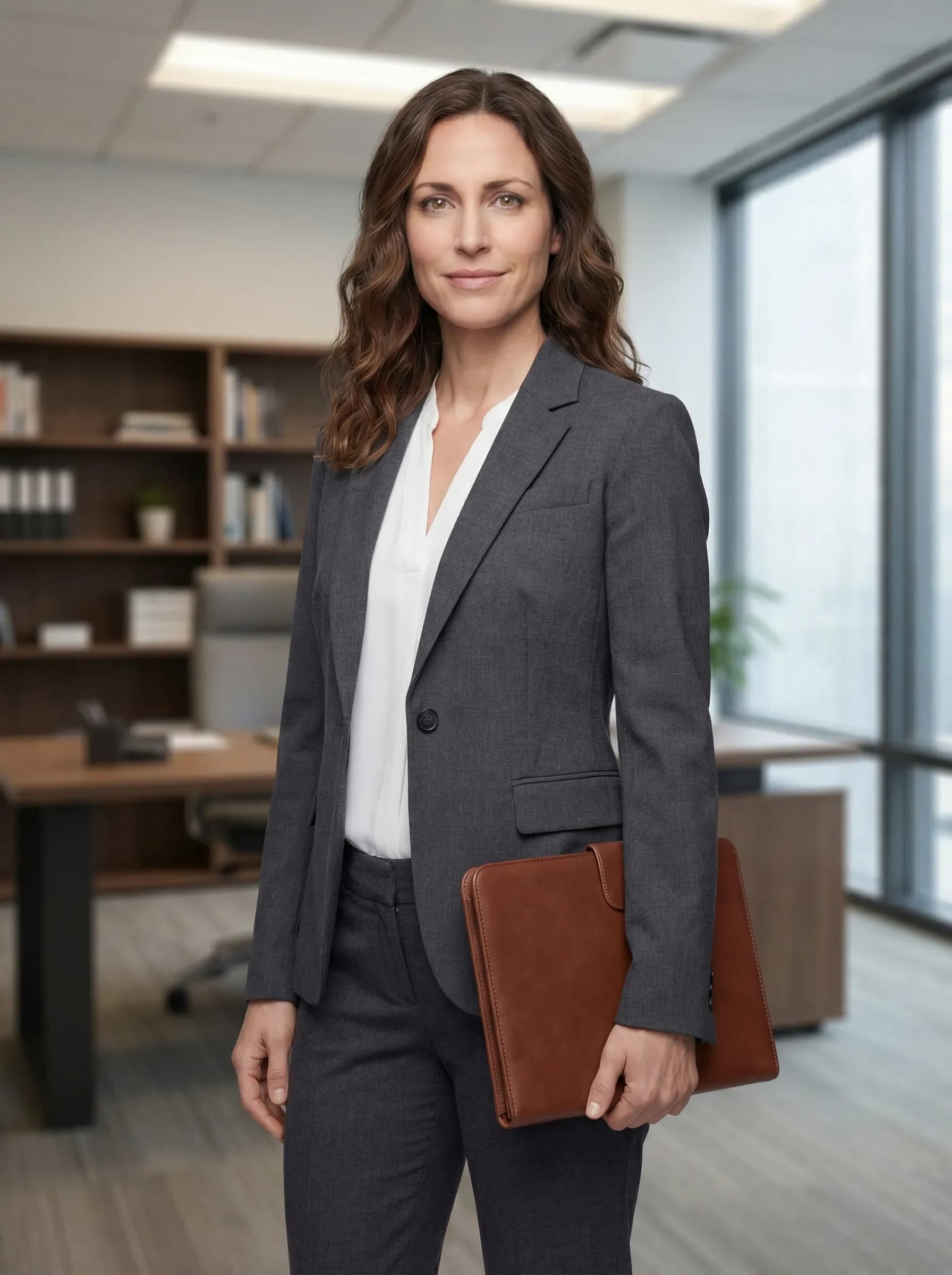 AI-generated real estate headshot - reviewing documents