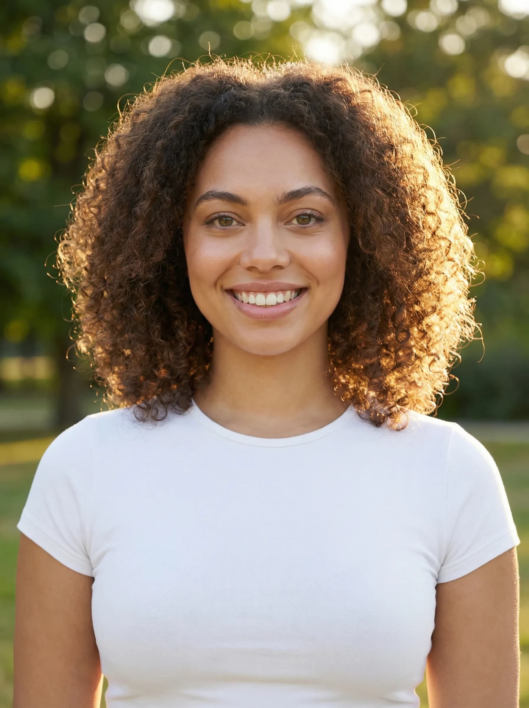 Dating profile main photo with warm genuine smile