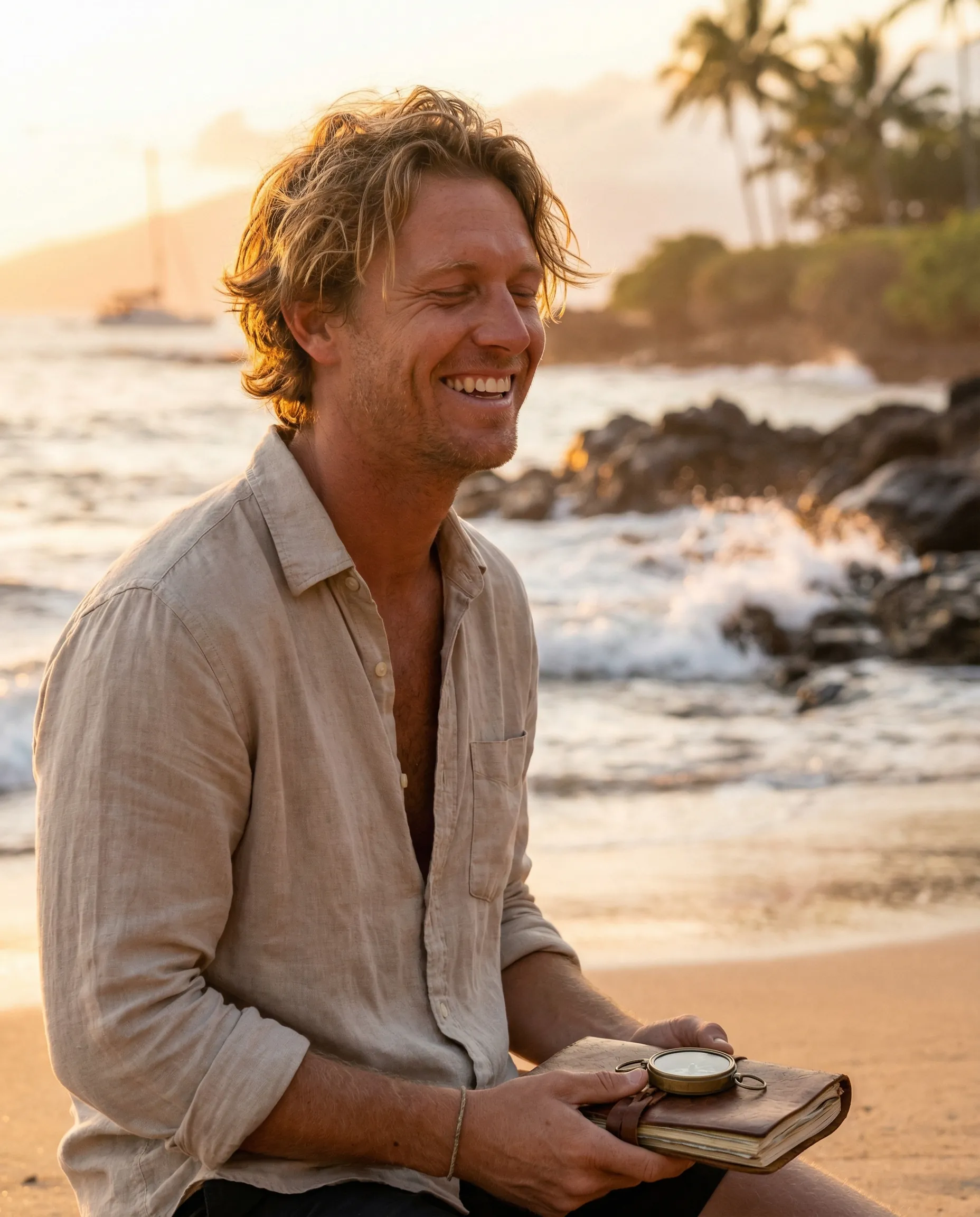 AI-generated dating photo beach lifestyle sunset