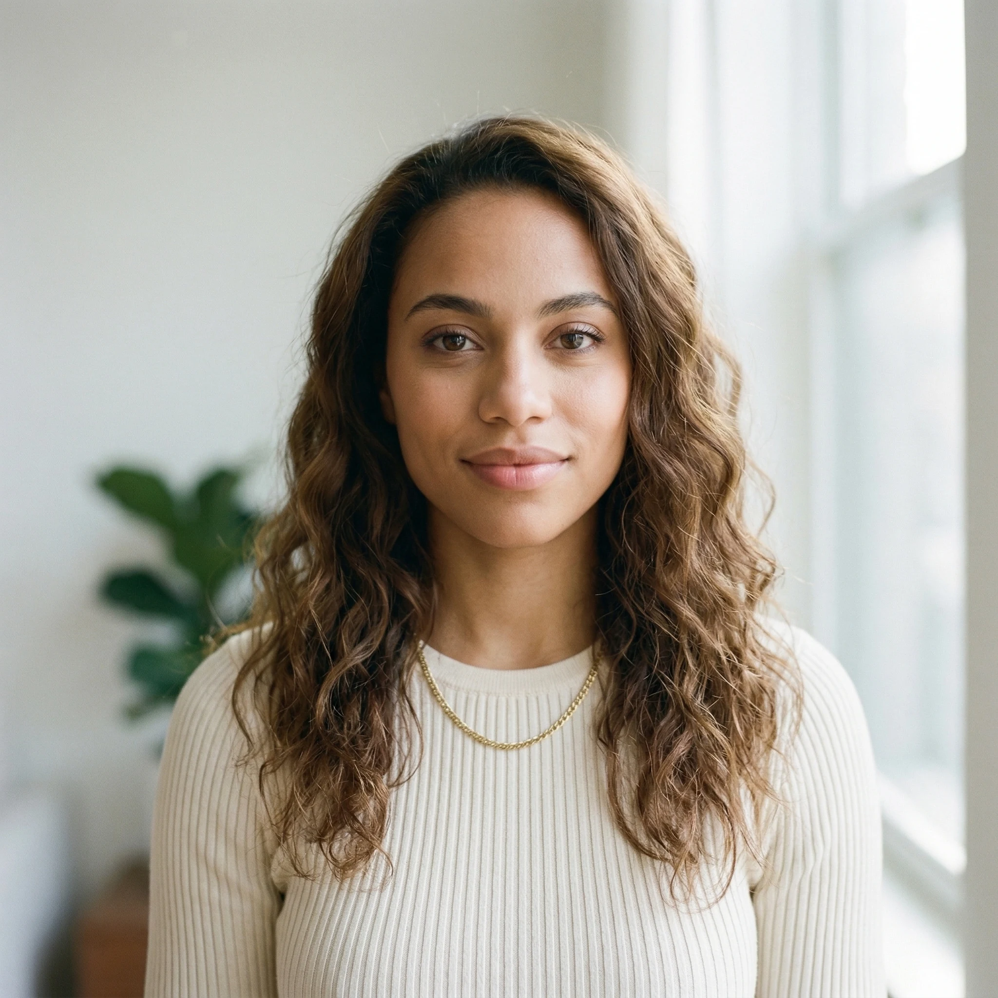 Instagram profile image example with fashion creator styling and soft afternoon light